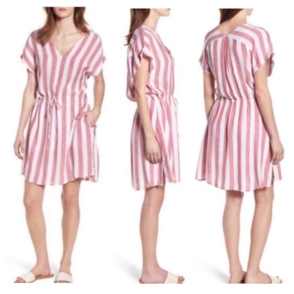 RAILS Seville Stripe Wren Dress Linen-Blend Pockets Mini Relaxed Women's Size M - Picture 5 of 10
